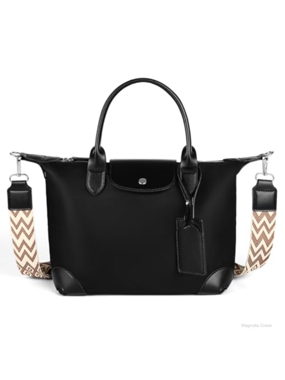 Nylon Satchel Tote Bag Zipper Shoulder Strap Lightweight Handbag